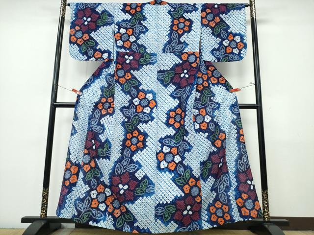 平和屋着物∴夏物　浴衣　有松鳴海絞り　枝花文　綿　逸品　未使用　CABJ0327ng