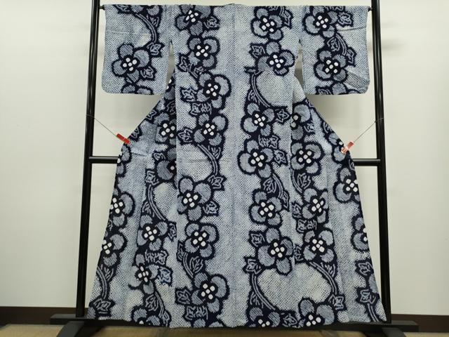 平和屋着物∴夏物　浴衣　有松鳴海絞り　草花文　綿　逸品　CABJ2674ze