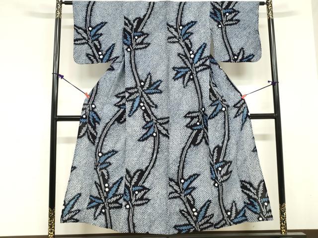平和屋着物∴夏物　浴衣　有松鳴海絞り　枝花文　綿　逸品　DABI3179cd