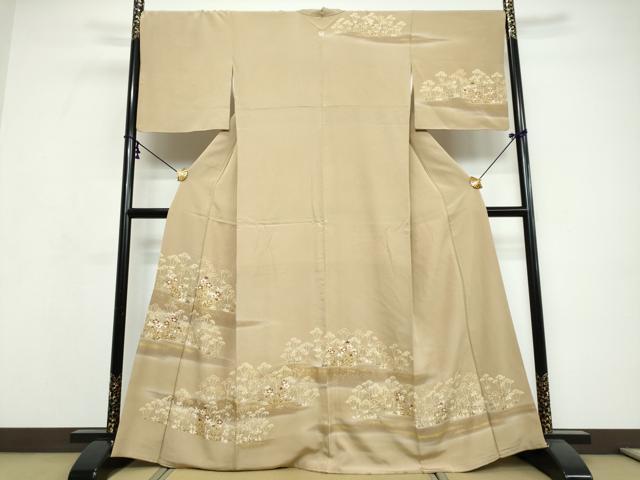 平和屋着物●訪問着　駒刺繍　草花文　暈し染め　金彩　正絹　逸品　DABI9602ud