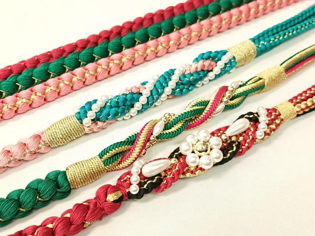 平和屋着物▼和装小物 帯締め3本セット 振袖用 飾り付き パール 金糸 逸品 CABB5200vp