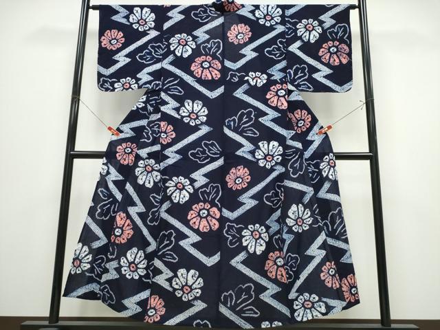 平和屋着物∴夏物　浴衣　有松鳴海絞り　流水菊文　綿　逸品　未使用　CABK5288ng