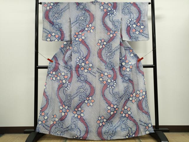 平和屋着物∴夏物　浴衣　有松鳴海絞り　舞花文　綿　逸品　CABK6509ze