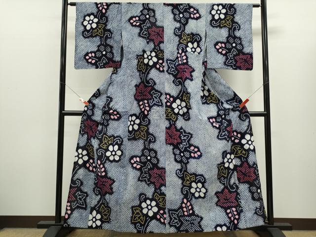 平和屋着物∴夏物　浴衣　有松鳴海絞り　花唐草文　綿　逸品　CABK6516ze
