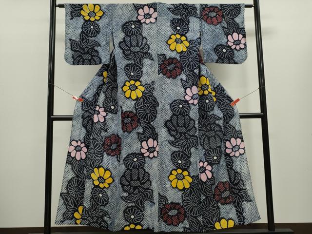 平和屋着物∴夏物　浴衣　有松鳴海絞り　舞花文　綿　逸品　CABK6541ze