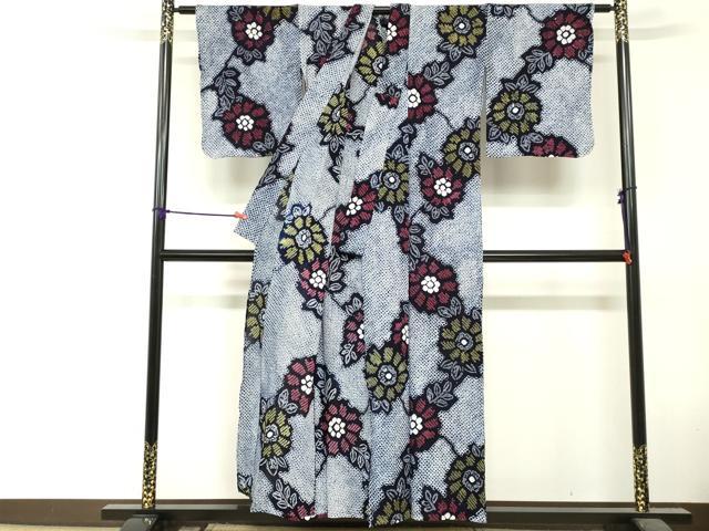 平和屋の平和屋着物∴夏物　浴衣　有松鳴海絞り　草花文　綿　逸品　DABI8639cd｜アングル2