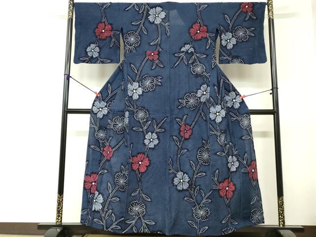 平和屋着物∴夏物　浴衣　有松鳴海絞り　草花文　綿　逸品　DABI8651cd