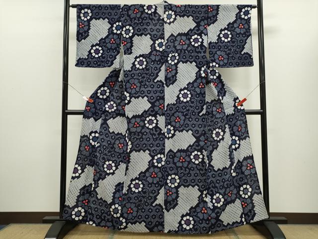 平和屋着物∴夏物　浴衣　有松鳴海絞り　亀甲花唐草文　綿　逸品　CABK6504ze