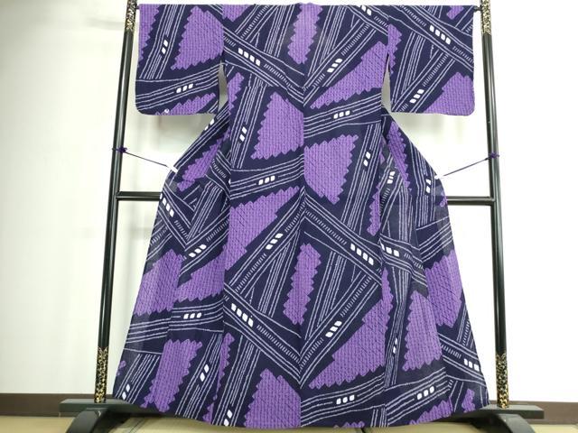 平和屋着物∴夏物　浴衣　有松鳴海絞り　幾何学文　綿　逸品　未使用　DABJ4317cd
