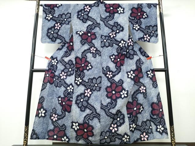平和屋着物∴夏物　浴衣　有松鳴海絞り　花唐草文　綿　逸品　CABK5469ng