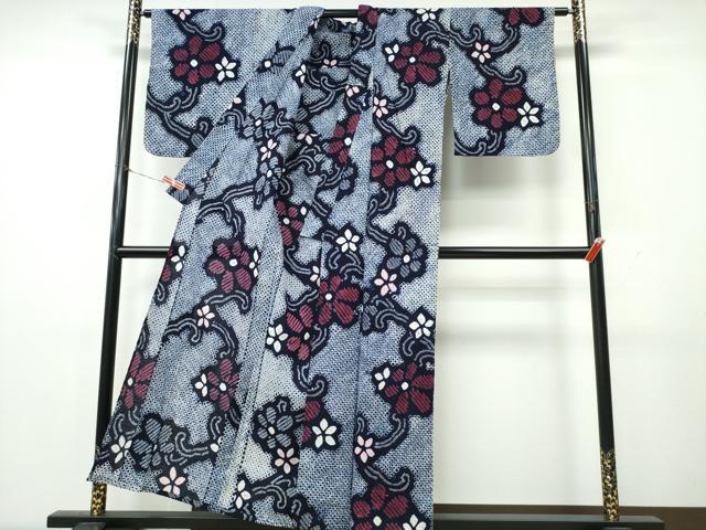 平和屋の平和屋着物∴夏物　浴衣　有松鳴海絞り　花唐草文　綿　逸品　CABK5469ng｜アングル2