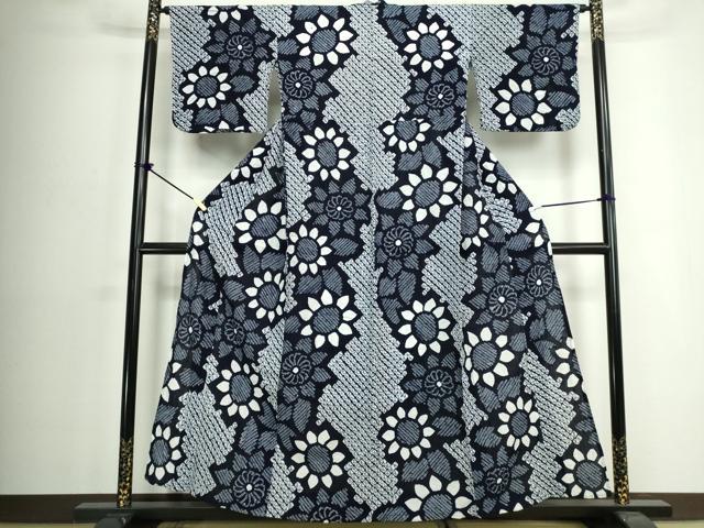 平和屋着物∴夏物　浴衣　有松鳴海絞り　花繋ぎ　綿　逸品　DABJ4253cd