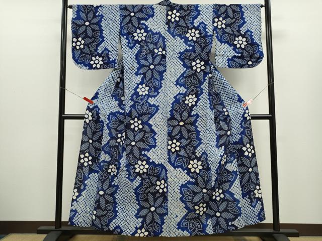 平和屋着物∴夏物　浴衣　有松鳴海絞り　花唐草文　綿　逸品　CABK6697ze