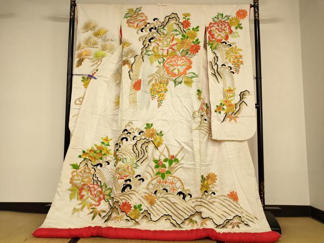 平和屋本店●色打掛　和装　婚礼　結婚式　花嫁　神社挙式　総刺繍　更紗花流水文　金銀糸　逸品　AABK8319fw