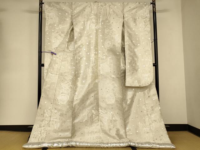 平和屋本店●色打掛 和装 婚礼 結婚式 花嫁 神社挙式 駒刺繍 御所車舞花文 銀糸 逸...