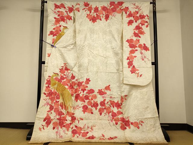 平和屋本店●お引きずり・お引き摺り・引き振袖　和装　結婚式　舞妓　芸妓　芸者　衣装　総刺繍　鳳凰枝花文　金糸　逸品　AABK8333fw