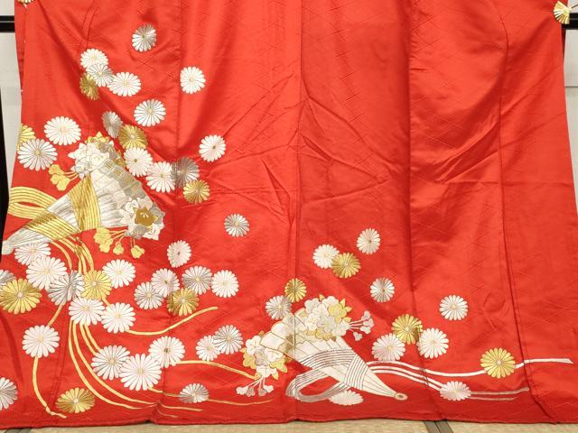 平和屋の平和屋本店●お引きずり・お引き摺り・引き振袖　和装　結婚式　舞妓　芸妓　芸者　衣装　総刺繍　扇面花文　金銀糸　AABL0227cs｜アングル3