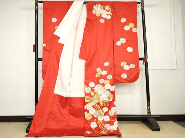 平和屋の平和屋本店●お引きずり・お引き摺り・引き振袖　和装　結婚式　舞妓　芸妓　芸者　衣装　総刺繍　扇面花文　金銀糸　AABL0227cs｜アングル2