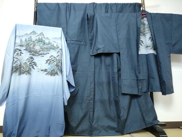 ■■■　サイズ　■■■ 【着物】 身丈 162cm（肩から） 裄丈 74.5cm 袖丈 53.5cm　縫込み 4cm 袖幅 37.5cm 前幅 30.5cm 後幅 34cm 着物縫いこみ 内揚げ 0cm 裄 お袖側 約1cm　身頃側 約1cm 【羽織】 身丈 100cm（肩から） 裄丈 76cm 袖丈 53.5cm　縫込み 4cm 袖幅 39cm 前幅 23.5cm 後幅 34.5cm 裄 お袖側 約1cm　身頃側 約2cm 【着物】 身丈 151.5cm（肩から） 裄丈 74cm 袖丈 52.5cm　縫込み 4cm 袖幅 36.5cm 前幅 31cm 後幅 34cm 着物縫いこみ 内揚げ 0cm 裄 お袖側 約3cm　身頃側 約2cm ■■■　商品詳細　■■■ 【正絹・未使用】 状態は特に目立ったシミ汚れなどもなく大変良い状態です。 大変上質な逸品になります。 お安く出品致しますので、是非この機会にいかがでしょうか？ ■■■　注意事項　■■■ ■モニター発色の具合により色合いが異なる場合がございます。 ■寸法は多少の誤差が生じる場合がございますのでご了承ください。 ■縫込みの長さが左右非対称の場合は短い部分を記載しております。 左右非対称であってもご返品・お値引き等の保証は出来かねますので、ご了承の上ご購入をお願い致します。 ■シミ等のチェックには注意を払っておりますが、見落としがある場合もございますし、個人の見解も様々ですので神経質な方のご購入はお控えください。 ■箪笥に入っておりました着物や帯なので畳みシワや匂いがあるものもございます。 ■お休みは基本的に土日祝となりますが、その他臨時でお休みする場合がございますのでご了承ください。 ■商品の発送は平日のみの発送となります。 ■夜間と土曜、日曜日はお問い合わせの回答が遅れる場合がございます。 ■当店では、お直し、紋入れ、お手入れ等は承っておりません。 ■生地の状態（ヤケ、経年劣化等）によってはサイズ直しが出来ない場合がございます。 その点もどうかご了承のうえ、ご購入をお願いいたします。 ■弊社で取り扱う商品は一点ものにつき、時期や在庫状況に応じて金額が変更となる場合がございます。 ■検針は行っておりません。予めご了承いただきますようお願いいたします。 ■【洗える着物】と記載のある商品におきましては、商品お届け後に洗濯を行ってしまってからのご返品にはご対応しかねます。 念の為、専門店でのお手入れをお願いいたします。 ■写真に写っている物が全てになります。それ以外の付属品はございませんのでご了承ください。 ■状態に関する写真につきましては、掲載可能な写真枚数に限りがあるため、各箇所につき1枚参考画像を掲載しております。 ■着物のサイズ目安は下記を参考ください↓ ＜女性着物＞　お端折り次第で＋5cm　−1cmが着用可能サイズ 　例）身丈170cmの場合、身長160cm〜175cm ＜男性着物＞　身丈＋約25cm〜27cm程が適応身長 　例）身丈155cmの場合、身長180〜182cm