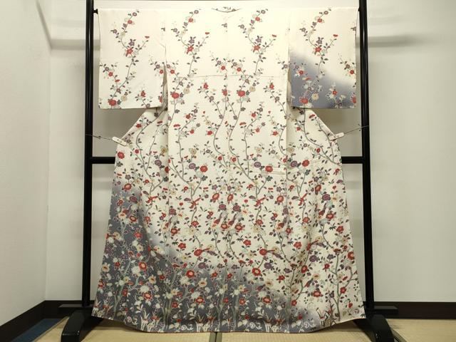 平和屋着物●訪問着　鳳凰枝花文　暈し染め　鬼しぼ縮緬　正絹　逸品　CABK2043gh