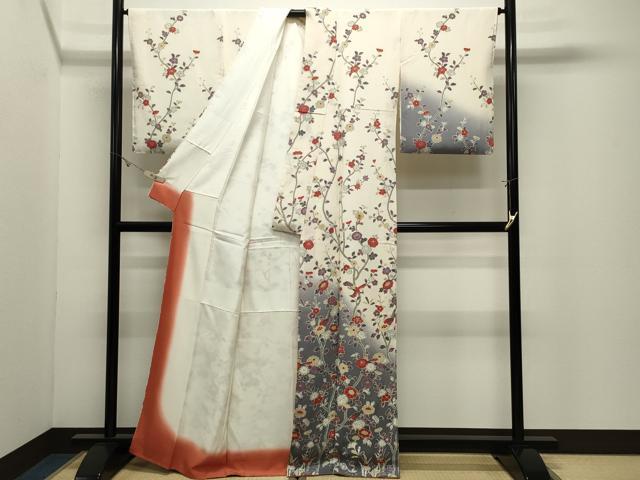平和屋の平和屋着物●訪問着　鳳凰枝花文　暈し染め　鬼しぼ縮緬　正絹　逸品　CABK2043gh｜アングル3