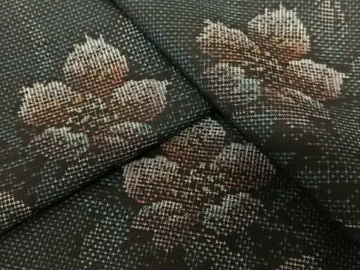 平和屋着物●本場大島紬 9マルキ 総絣 草花文 正絹 逸品 AAAV7113zg 平和屋着物●本場大島紬 9マルキ 総絣 草花文 正絹 逸品 AAAV7113zg