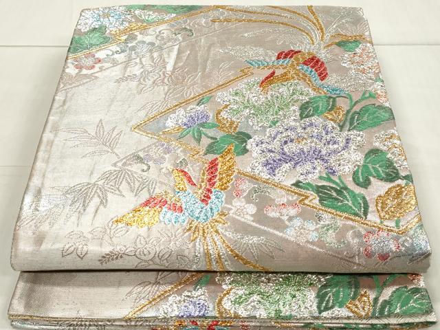 平和屋着物◎六通柄袋帯　唐織　鳳凰花文　金銀糸　正絹　逸品　DAAW1029qa