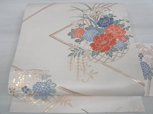 平和屋川間店■九寸名古屋帯　花籠文　金糸　逸品　ga1776