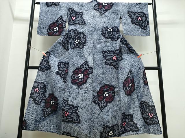 平和屋着物∴夏物　浴衣　有松鳴海絞り　牡丹　綿　逸品　CABK5553ng