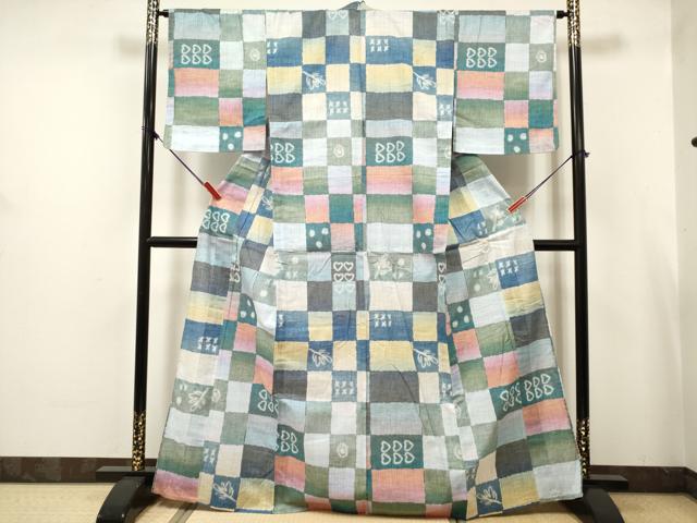 平和屋着物∴夏物　浴衣　ハート　市松文様　さが美扱い　綿　DABJ3103ea