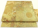 平和屋着物◎九寸名古屋帯 向かい鳥花唐草文 金糸 正絹 逸品 CAAP7216ua