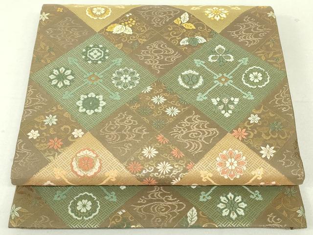 平和屋着物●六通柄袋帯　唐織　流水花唐菱文　金糸　ますいわ屋扱い　正絹　逸品　DAAU6577ob