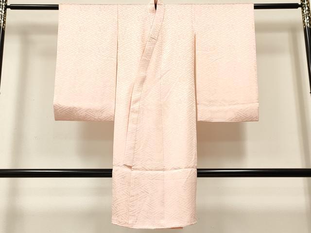 平和屋着物[]女の子　子供　長襦袢　袷　紗綾形花地紋　シェルピンク色　洗える着物　DABE7058ma