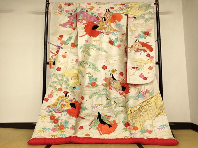 ■■■　サイズ　■■■ 身丈 184cm（肩から） 裄丈 65cm 袖丈 105cm　縫込み 4cm 袖幅 32cm 前幅 24cm 後幅 31cm 着物縫いこみ 内揚げ 0cm 裄 お袖側 約2cm　身頃側 約1cm ■■■　商品詳細　■■■ 【正絹・ふき綿仕立て】 状態は接写画像のようにふき綿部分に薄い汚れ、表地に擦れと汚れがございますが その他特に目立ったシミ汚れなどもなく大変良い状態です。 大変上質な逸品になります。 お安く出品致しますので、是非この機会にいかがでしょうか？ ■■■　注意事項　■■■ ■モニター発色の具合により色合いが異なる場合がございます。 ■寸法は多少の誤差が生じる場合がございますのでご了承ください。 ■縫込みの長さが左右非対称の場合は短い部分を記載しております。 左右非対称であってもご返品・お値引き等の保証は出来かねますので、ご了承の上ご購入をお願い致します。 ■シミ等のチェックには注意を払っておりますが、見落としがある場合もございますし、個人の見解も様々ですので神経質な方のご購入はお控えください。 ■箪笥に入っておりました着物や帯なので畳みシワや匂いがあるものもございます。 ■お休みは基本的に土日祝となりますが、その他臨時でお休みする場合がございますのでご了承ください。 ■商品の発送は平日のみの発送となります。 ■夜間と土曜、日曜日はお問い合わせの回答が遅れる場合がございます。 ■当店では、お直し、紋入れ、お手入れ等は承っておりません。 ■生地の状態（ヤケ、経年劣化等）によってはサイズ直しが出来ない場合がございます。 その点もどうかご了承のうえ、ご購入をお願いいたします。 ■弊社で取り扱う商品は一点ものにつき、時期や在庫状況に応じて金額が変更となる場合がございます。 ■検針は行っておりません。予めご了承いただきますようお願いいたします。 ■【洗える着物】と記載のある商品におきましては、商品お届け後に洗濯を行ってしまってからのご返品にはご対応しかねます。 念の為、専門店でのお手入れをお願いいたします。 ■写真に写っている物が全てになります。 それ以外の付属品はございませんのでご了承ください。 ■状態に関する写真につきましては、掲載可能な写真枚数に限りがあるため、 各箇所につき1枚参考画像を掲載しております。 ■着物のサイズ目安は下記を参考ください↓ ＜女性着物＞　お端折り次第で＋5cm　−10cmが着用可能サイズ 　例）身丈170cmの場合、身長160cm〜175cm ＜男性着物＞　身丈＋約25cm〜27cm程が適応身長 　例）身丈155cmの場合、身長180cm〜182cm