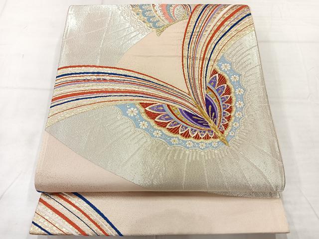 平和屋着物◎六通柄袋帯　舞蝶文　金銀糸　正絹　逸品　AABE3058uk