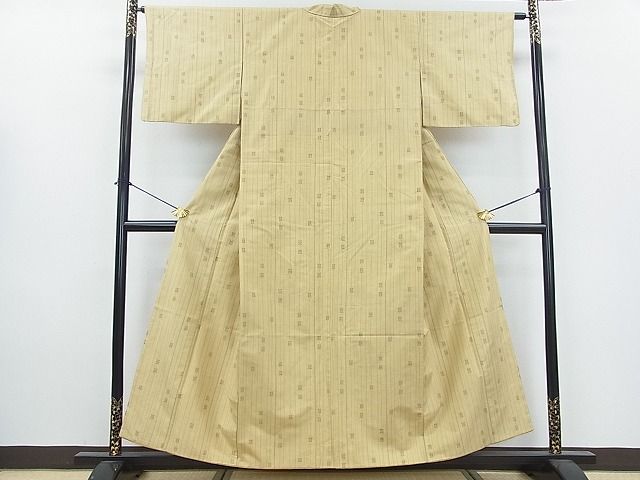 平和屋着物■上質な紬　間道　絣絵　逸品　cf3946