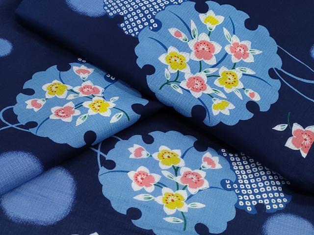 平和屋着物∴夏物 浴衣 綿紅梅 雪輪重ね草花文 綿 逸品 CAAY4641ng