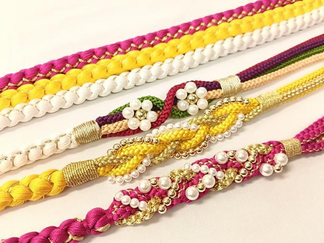 平和屋着物▼和装小物 帯締め3本セット 振袖用 飾り付き パール 金糸 逸品 CABC2411vp