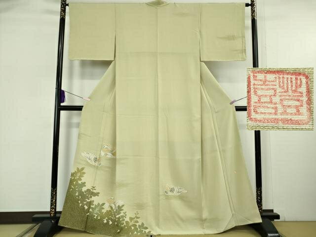 平和屋着物●極上　人間国宝・羽田登喜男　訪問着　鴛鴦　暈し染め　金彩　さが美扱い　逸品　未使用　DZAB6092kh6