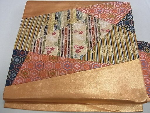 平和屋着物■九寸名古屋帯 切嵌 吉祥花文 金糸 逸品 ga1859 平和屋着物■九寸名古屋帯 切嵌 吉祥花文 金糸 逸品 ga1859