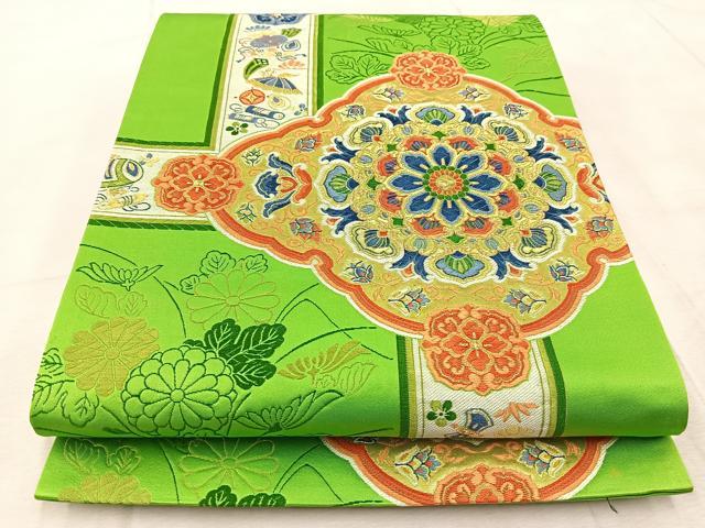 乐天商城 - 平和屋着物◎六通柄袋帯　唐織　宝尽くし花鳥文　金糸　正絹　逸品　BAAV6901yc