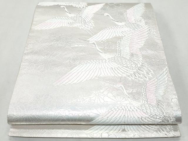 平和屋着物◎六通柄袋帯 唐織 桃山群鶴錦文 銀糸 正絹 逸品 CAAZ4910fb