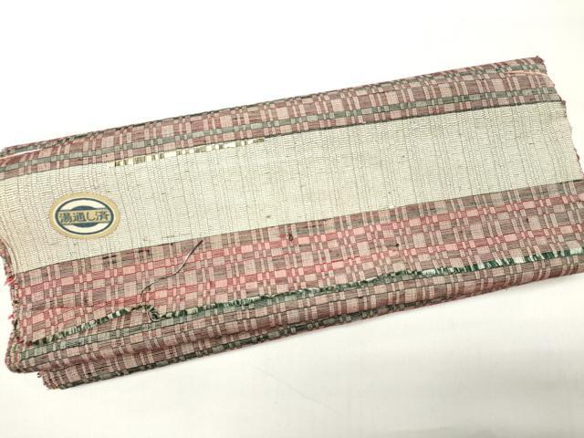 平和屋着物▼紬　反物　着尺　格子　逸品　未使用　DAAW6314we