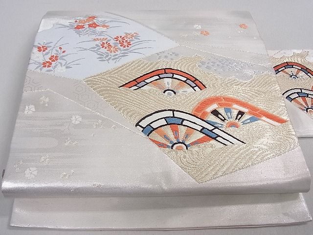 平和屋着物■九寸名古屋帯　唐織　片車花文　金銀糸　逸品　ud0970