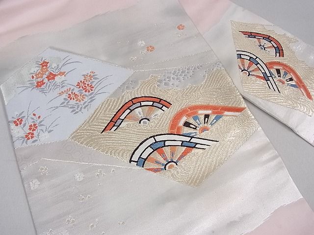 平和屋着物■九寸名古屋帯　唐織　片車花文　金銀糸　逸品　ud0970