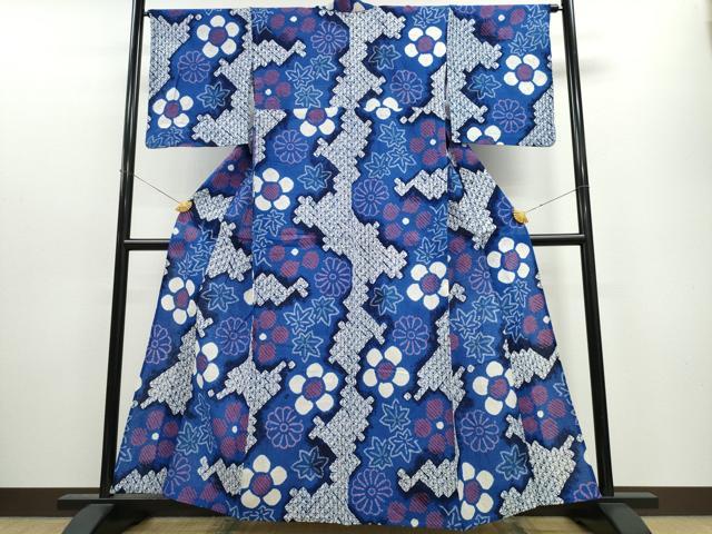 Female Yukatas - 平和屋着物∴夏物　浴衣　有松鳴海絞り　舞花文　綿　逸品　CAAW1012ng