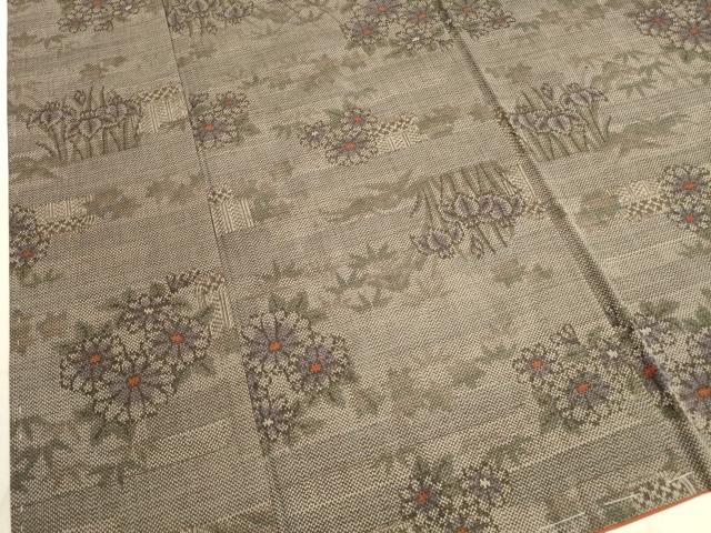 平和屋着物■上質な紬 草花文 正絹 逸品 未使用 DAAV2143xg