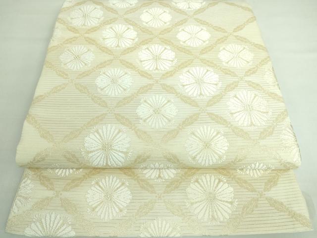 平和屋着物■極上 夏物 六通柄袋帯 唐織 菊花菱 蒸栗色地 金糸 逸品 DZAA6959kh5