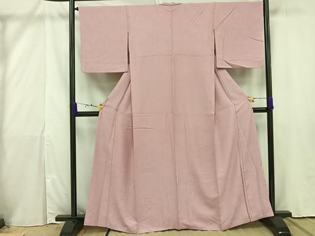 平和屋着物■上質な色無地 菱地紋 撫子色 正絹 逸品 AAAU2138mf