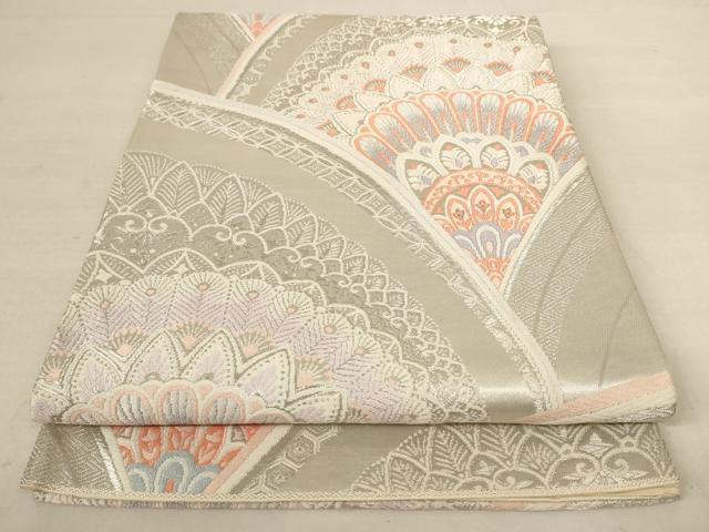 平和屋着物◎六通柄袋帯　唐織　琴錦　孔雀羽青海波　プラチナ二重箔織　正絹　逸品　AAAL3740pf